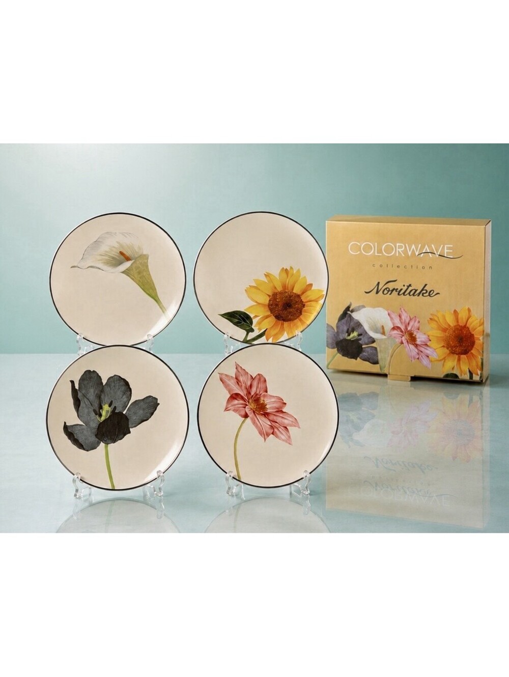 NIB Noritake Colorwave Graphite Appetizer Plates, Set Of 4, 6.25"